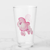 Retro rosa Pudel Glas (Rückseite)