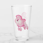 Retro rosa Pudel Glas (Vorderseite)
