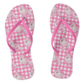 Retro rosa Pudel und Gingham drehen Reinfälle um Badesandalen (Fußbett)