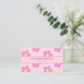 Retro-Rosa-QR-Code Groovy Floral Boho Mädchenhaft  Visitenkarte (Stehend Vorderseite)
