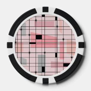 Retro-Rosa-Raster-und-Starburst-Pokerchips Pokerchips