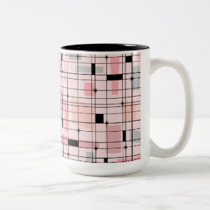 Retro-Rosa-Raster-und-Starburst-Zweiton-Kaffeetass Zweifarbige Tasse