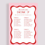 Retro Rosa Red Bachelorette Drink Wenn Game Cards<br><div class="desc">Retro Rosa Red Bachelorette Drink Wenn Game Cards</div>