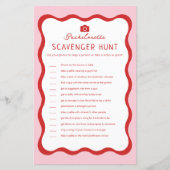 Retro Rosa Red Bachelorette Scavenger Jagdspiel (Vorderseite)