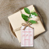 Retro Rosa Red Border Brunch & Bubbly Babydusche Geschenkanhänger