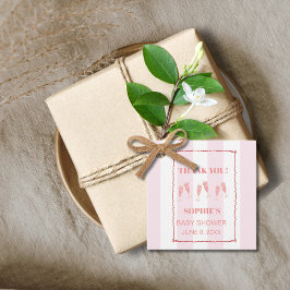 Retro Rosa Red Border Brunch & Bubbly Babydusche Geschenkanhänger