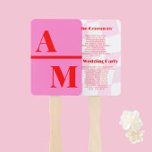 Retro Rosa Red Wedding Program Hand Fan Fächer