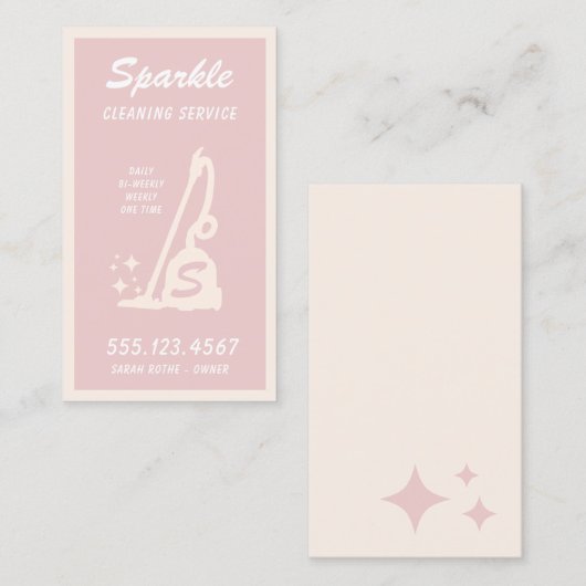 Retro Rosa Reinigung Dienstmädchen anrufen Telefonnummerkarte (Vorne/Hinten)