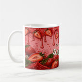 Retro-Rosa-Rot-Erdbeere-Frucht-Partygeschenk Kaffeetasse (Links)