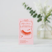 Retro Rosa Rote Doodles Wimpern-Tech QR-Code Visitenkarte (Stehend Vorderseite)