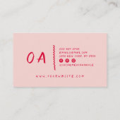 Retro Rosa Rote Hand geschrieben Boho Unique Girly Visitenkarte (Rückseite)