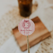 Retro Rosa Rote Hand gezeichnete Bow Kranz Weihnac Runder Aufkleber