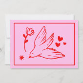 Retro Rosa rote Handschrift Hochzeit speichern das Einladung (Rückseite)