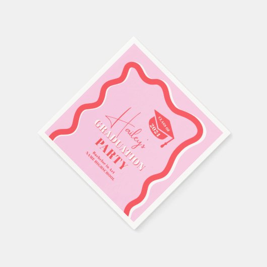 Retro-rosa rote Kurve quiggbelt wavy Abschluss Serviette (Ecke)