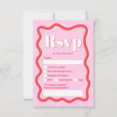 Retro rosa rote Kurve quiggle Wavy Hochzeit Einladung (Vorderseite)