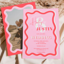 Retro rosa rote Kurve quiggle wavy Hochzeitsfest F