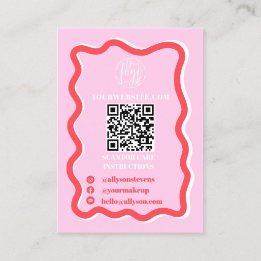 Retro rosa rote Kurve zacken scharfe Schmuckschmuc Visitenkarte (Rückseite)