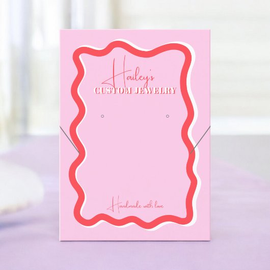 Retro rosa rote Kurve zacken scharfe Schmuckschmuc Visitenkarte