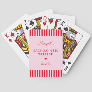 Retro Rosa & Rote Streifen Junggesellinnenabschied Spielkarten