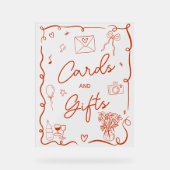 Retro rosa rotes illustriertes Brautparty Acrylschild (Vorderseite)