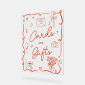 Retro rosa rotes illustriertes Brautparty Acrylschild (Winkel)