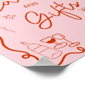 Retro rosa rotes illustriertes Brautparty Poster (Ecke)