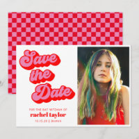 Retro Rosa rotes Karton Bat Mitzvah Foto