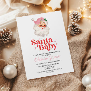 Retro Rosa Santa Baby Holiday Baby Shower Einladung