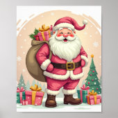 Retro rosa Santa Claus Poster (Vorne)