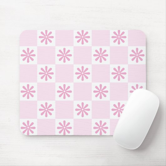 Retro-Rosa-Schachbrett Gekreuztes Muster Mousepad (Mit Mouse)