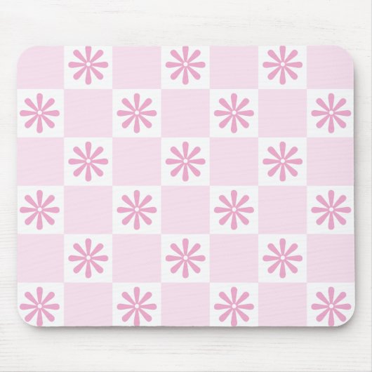 Retro-Rosa-Schachbrett Gekreuztes Muster Mousepad (Vorne)