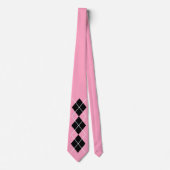 Retro Rosa Schwarz Argyle Krawatte (Vorderseite)