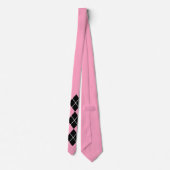 Retro Rosa Schwarz Argyle Krawatte (Rückseite)