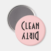 Retro Rosa & Schwarz Sauberkeit/Geschirrspülmaschi Magnet (Vorderseite/Rückseite)