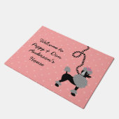 Retro rosa schwarzer 50er des Pudel-Rockes Fußmatte (Schrägansicht)