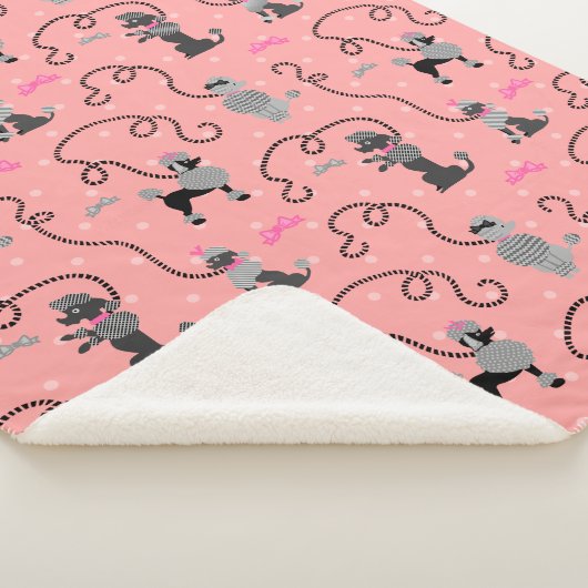 Retro rosa schwarzes modernes Muster 50er des Sherpadecke (3/4)