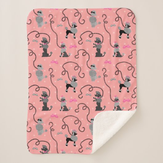 Retro rosa schwarzes modernes Muster 50er des Sherpadecke (Vorderseite)