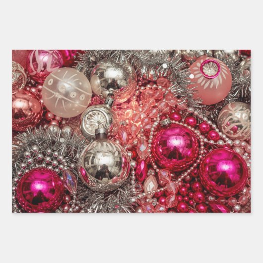 Retro Rosa & Silber Ornament Geschenkpapier Set (Vorderseite 3)