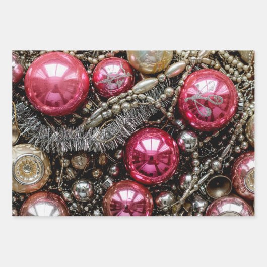 Retro Rosa & Silber Ornament Geschenkpapier Set (Vorderseite 2)