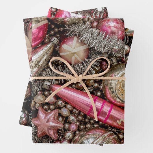 Retro Rosa & Silber Ornament Geschenkpapier Set (Beispiel)