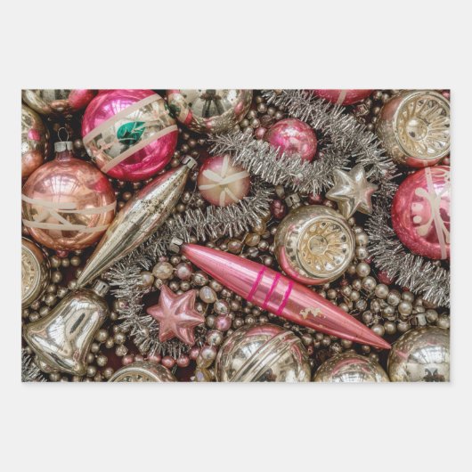 Retro Rosa & Silber Ornament Geschenkpapier Set (Vorderseite)