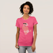 Retro rosa sitzender Hund 50er des Pudel-Rockes T-Shirt (Vorne ganz)