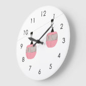 Retro Rosa Skilift Skilift Skifahrer Große Wanduhr (Winkel)