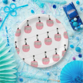 Retro Rosa Skilift Skilift Skifahrer Pappteller (Party)