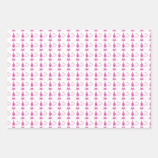 Retro Rosa Skulptur Cat Art Deco Thema Geschenkpapier Set (Vorderseite 3)