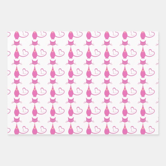 Retro Rosa Skulptur Cat Art Deco Thema Geschenkpapier Set (Vorderseite 2)