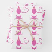 Retro Rosa Skulptur Cat Art Deco Thema Geschenkpapier Set (Beispiel)