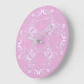 Retro rosa Spitzemit blumenentwurf Große Wanduhr (Winkel)
