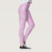 Retro rosa Spitzemit blumenentwurf Leggings (Rechts)