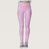 Retro rosa Spitzemit blumenentwurf Leggings (Vorderseite)